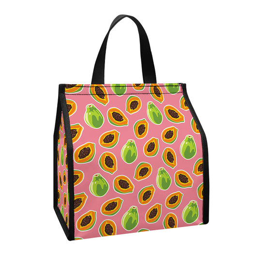 Cute Papaya Pattern Print Insulated Lunch Tote