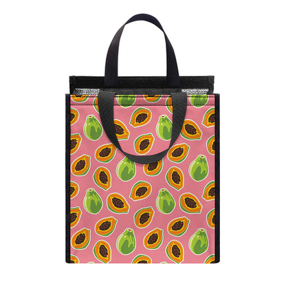 Cute Papaya Pattern Print Insulated Lunch Tote