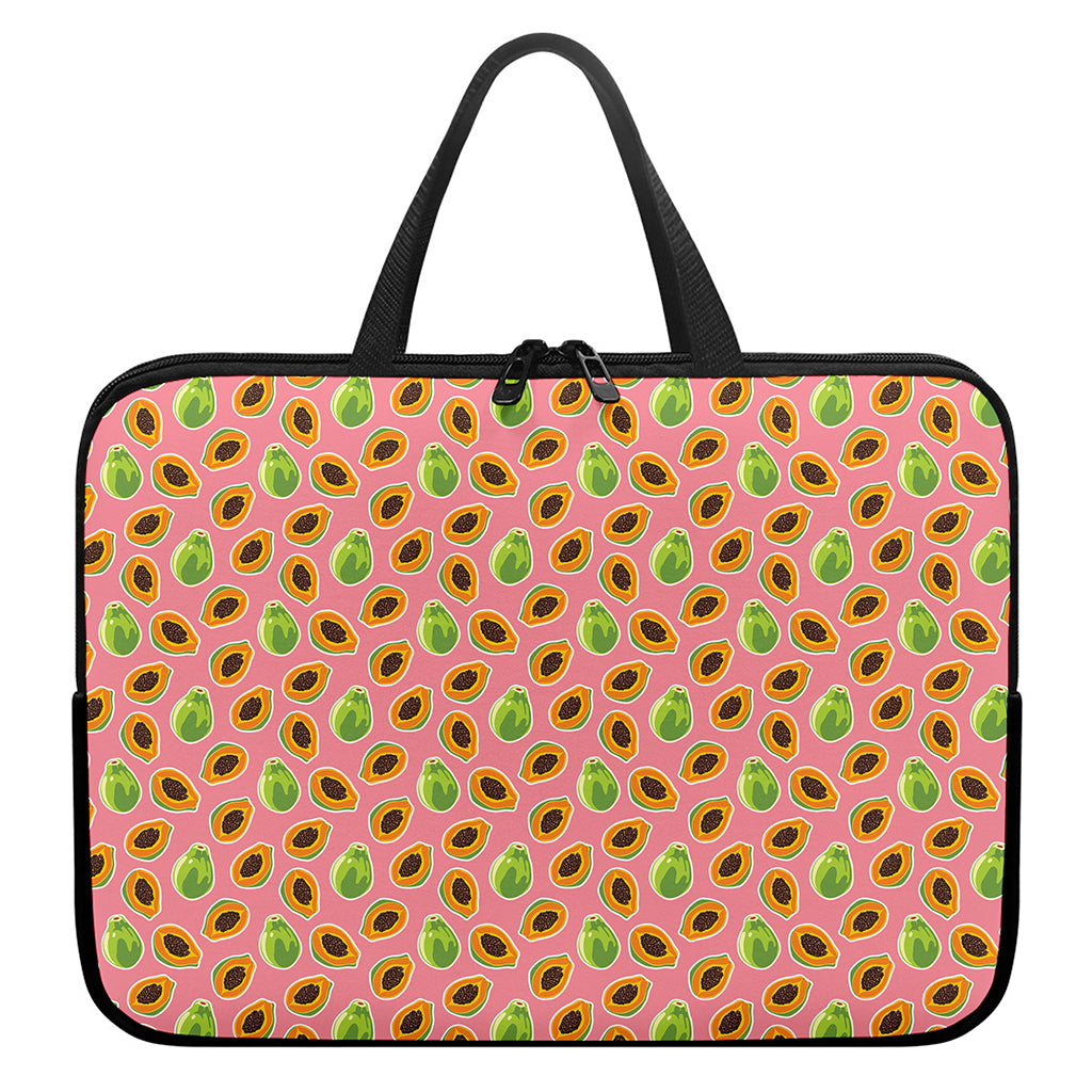 Cute Papaya Pattern Print Laptop Sleeve With Handle