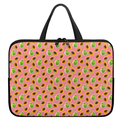 Cute Papaya Pattern Print Laptop Sleeve With Handle