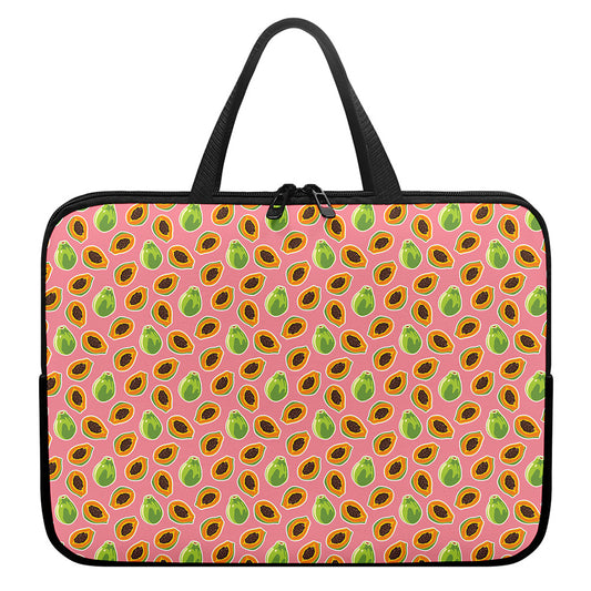 Cute Papaya Pattern Print Laptop Sleeve With Handle