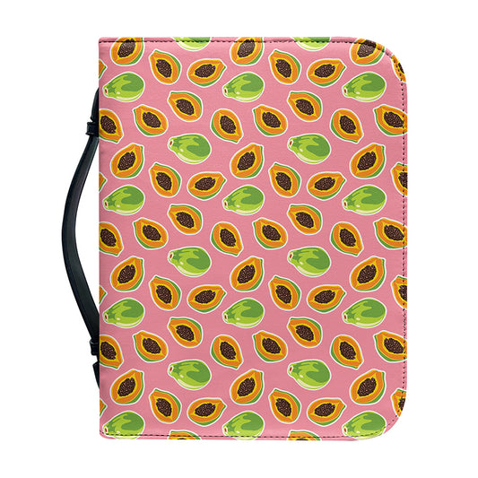 Cute Papaya Pattern Print Leather Bible Cover