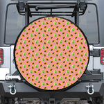 Cute Papaya Pattern Print Leather Spare Tire Cover