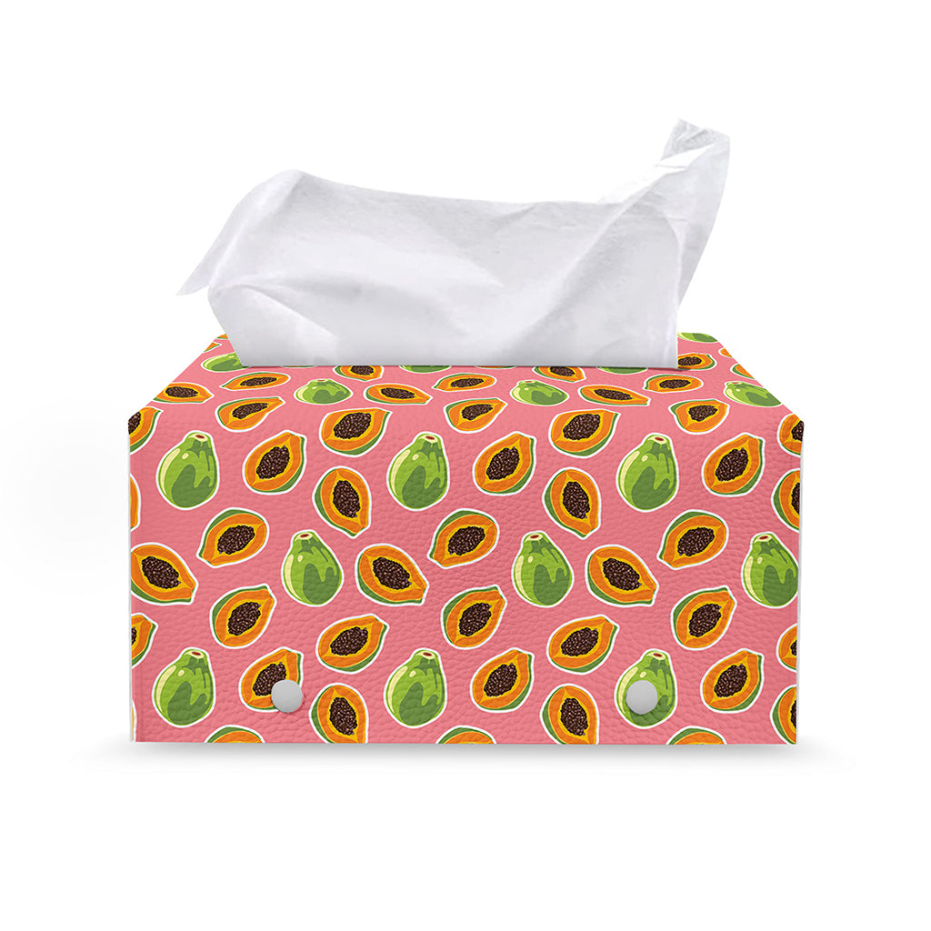 Cute Papaya Pattern Print Leather Tissue Box Cover