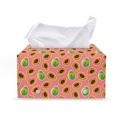 Cute Papaya Pattern Print Leather Tissue Box Cover