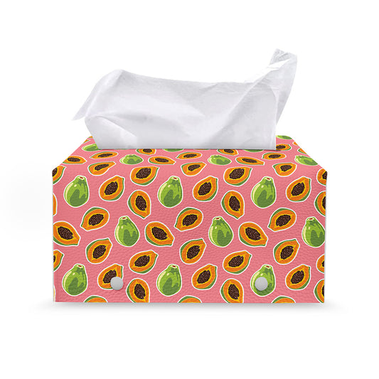 Cute Papaya Pattern Print Leather Tissue Box Cover