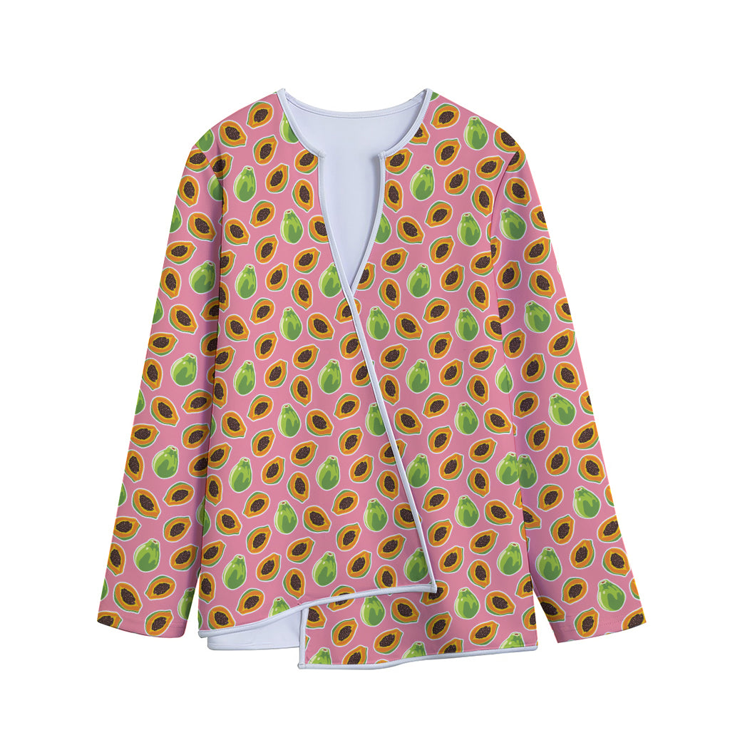 Cute Papaya Pattern Print Long Sleeve Short Coat