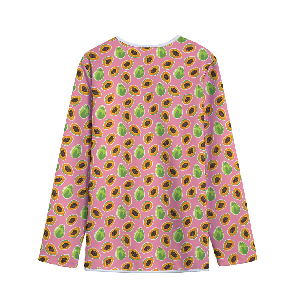 Cute Papaya Pattern Print Long Sleeve Short Coat