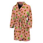 Cute Papaya Pattern Print Men's Bathrobe