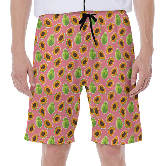 Cute Papaya Pattern Print Men's Beach Shorts