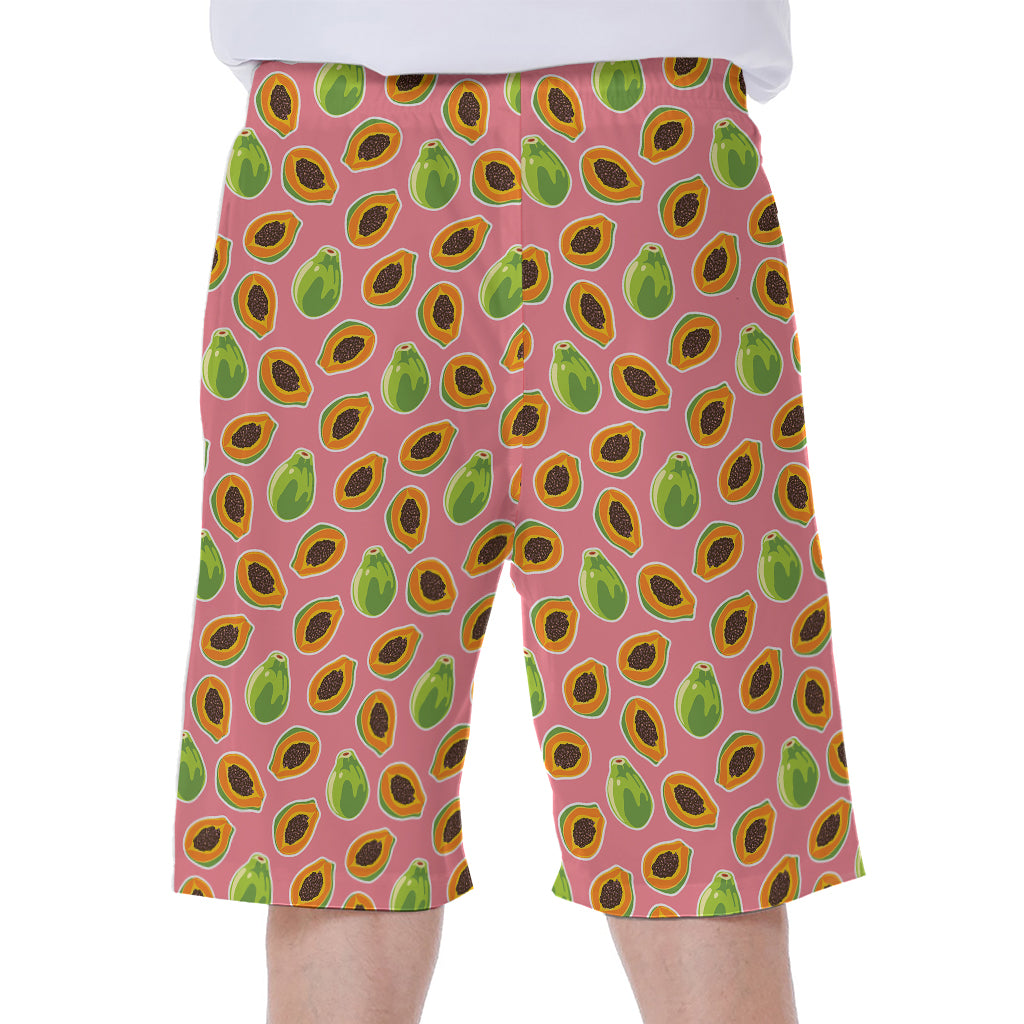 Cute Papaya Pattern Print Men's Beach Shorts