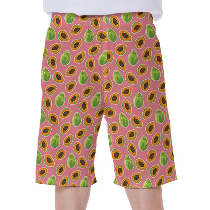 Cute Papaya Pattern Print Men's Beach Shorts