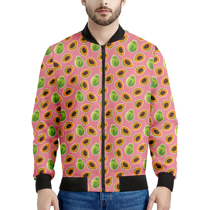 Cute Papaya Pattern Print Men's Bomber Jacket