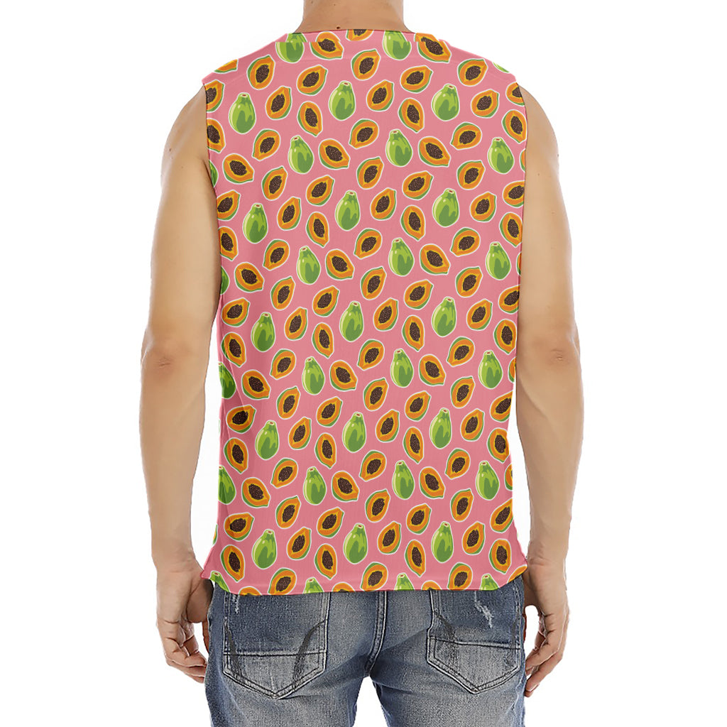 Cute Papaya Pattern Print Men's Fitness Tank Top