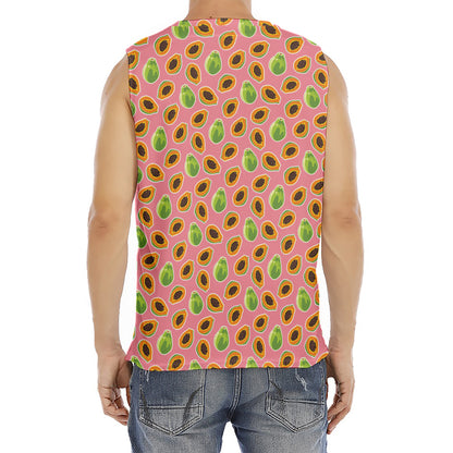 Cute Papaya Pattern Print Men's Fitness Tank Top