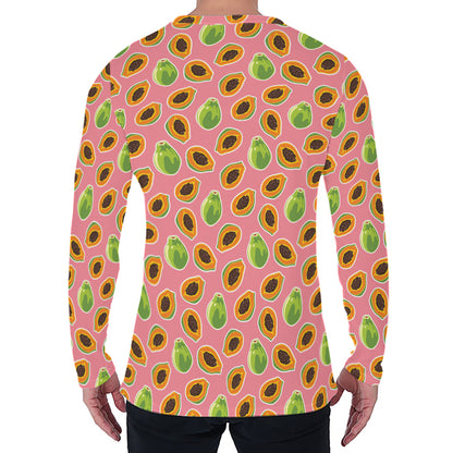 Cute Papaya Pattern Print Men's Long Sleeve T-Shirt