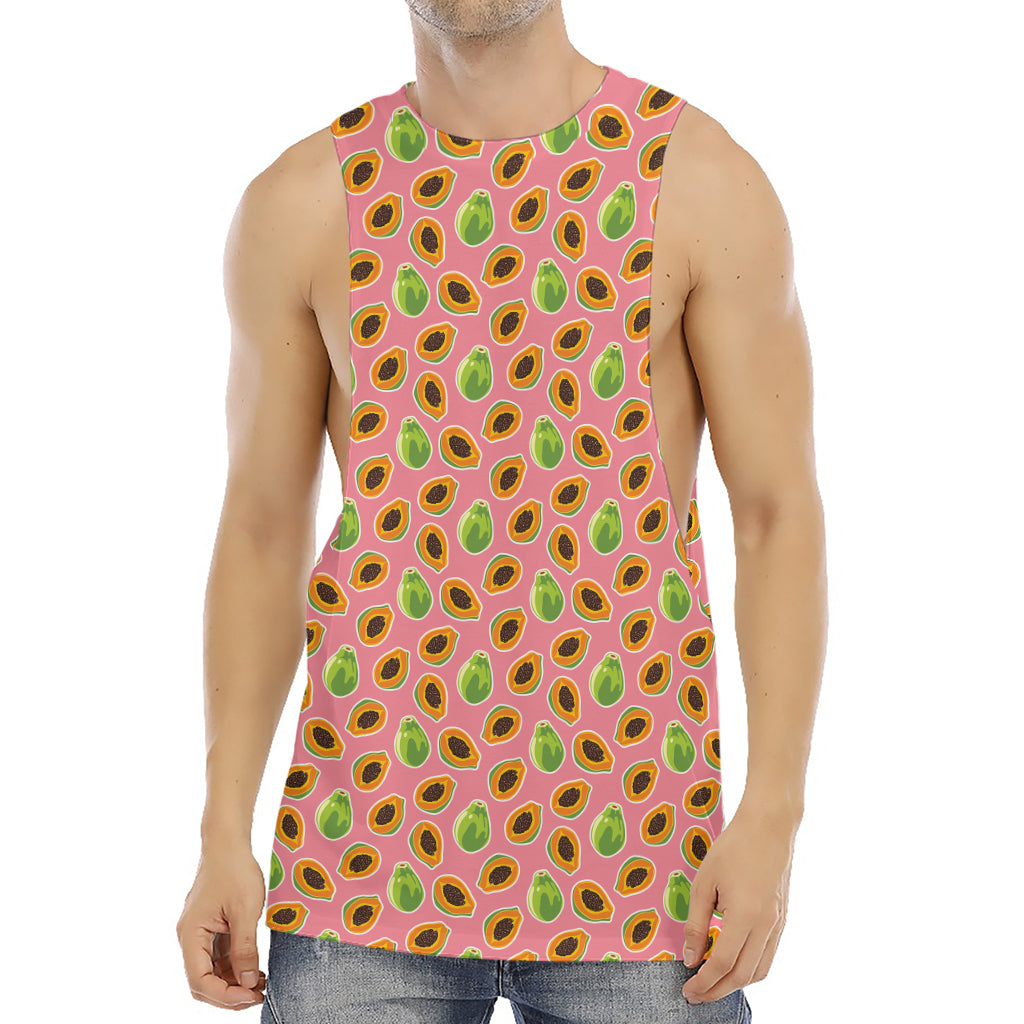 Cute Papaya Pattern Print Men's Muscle Tank Top