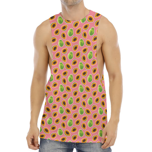 Cute Papaya Pattern Print Men's Muscle Tank Top