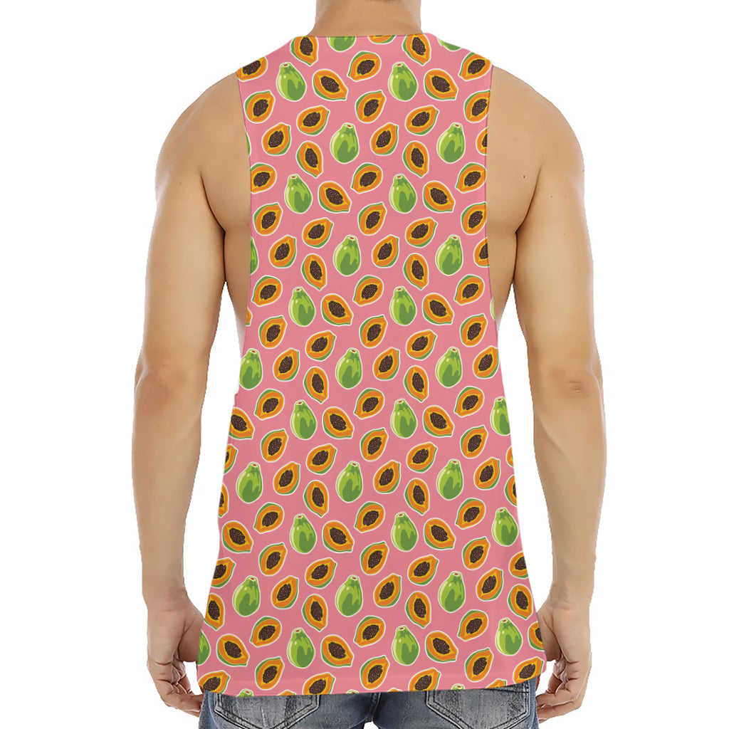 Cute Papaya Pattern Print Men's Muscle Tank Top