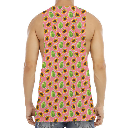 Cute Papaya Pattern Print Men's Muscle Tank Top