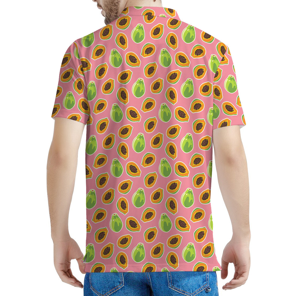Cute Papaya Pattern Print Men's Polo Shirt