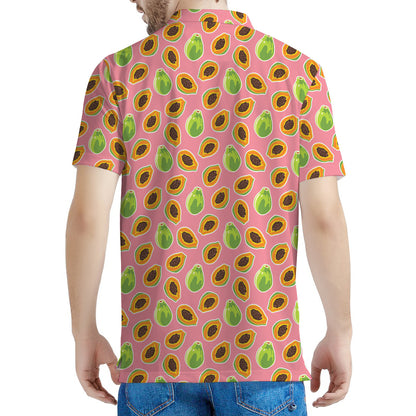 Cute Papaya Pattern Print Men's Polo Shirt