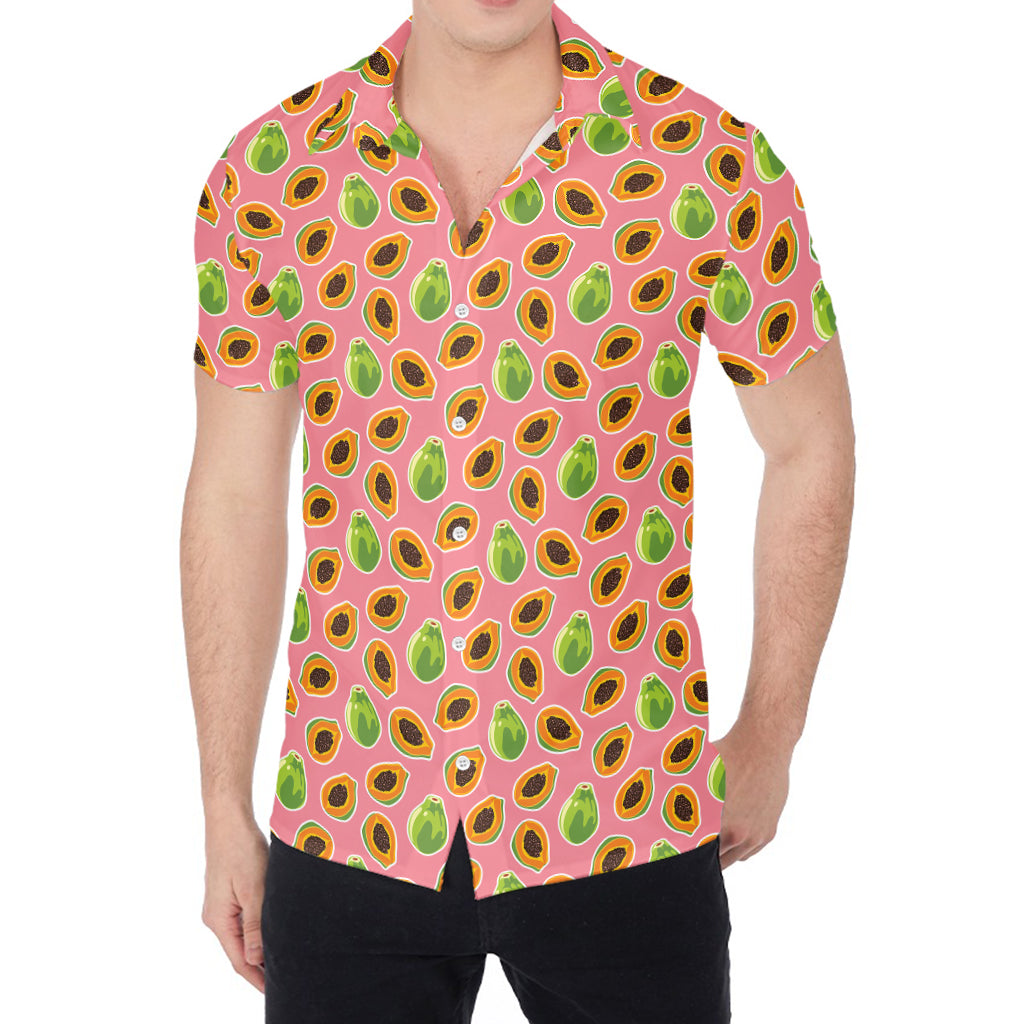 Cute Papaya Pattern Print Men's Shirt