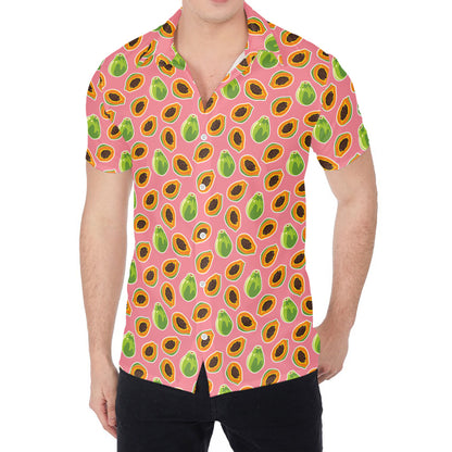 Cute Papaya Pattern Print Men's Shirt