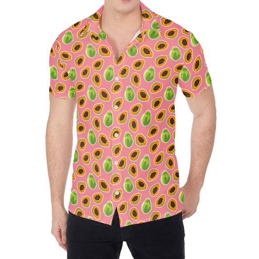 Cute Papaya Pattern Print Men's Shirt