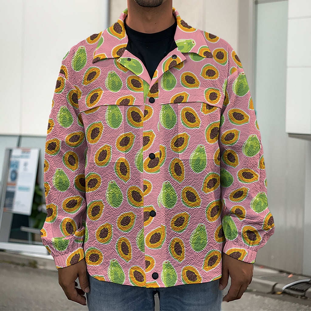 Cute Papaya Pattern Print Men's Shirt Jacket