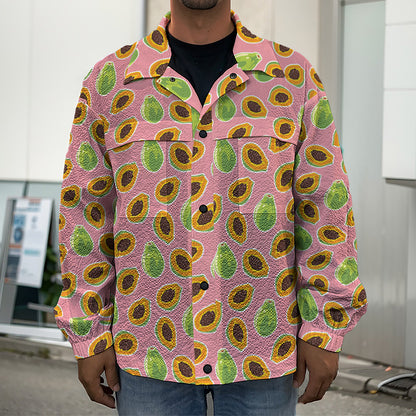 Cute Papaya Pattern Print Men's Shirt Jacket