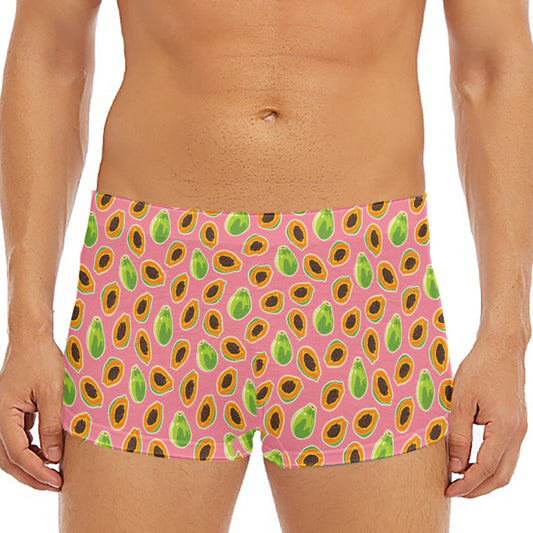 Cute Papaya Pattern Print Men's Short Boxer Briefs