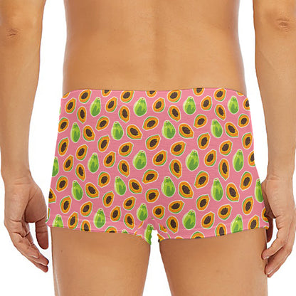 Cute Papaya Pattern Print Men's Short Boxer Briefs