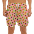 Cute Papaya Pattern Print Men's Split Running Shorts
