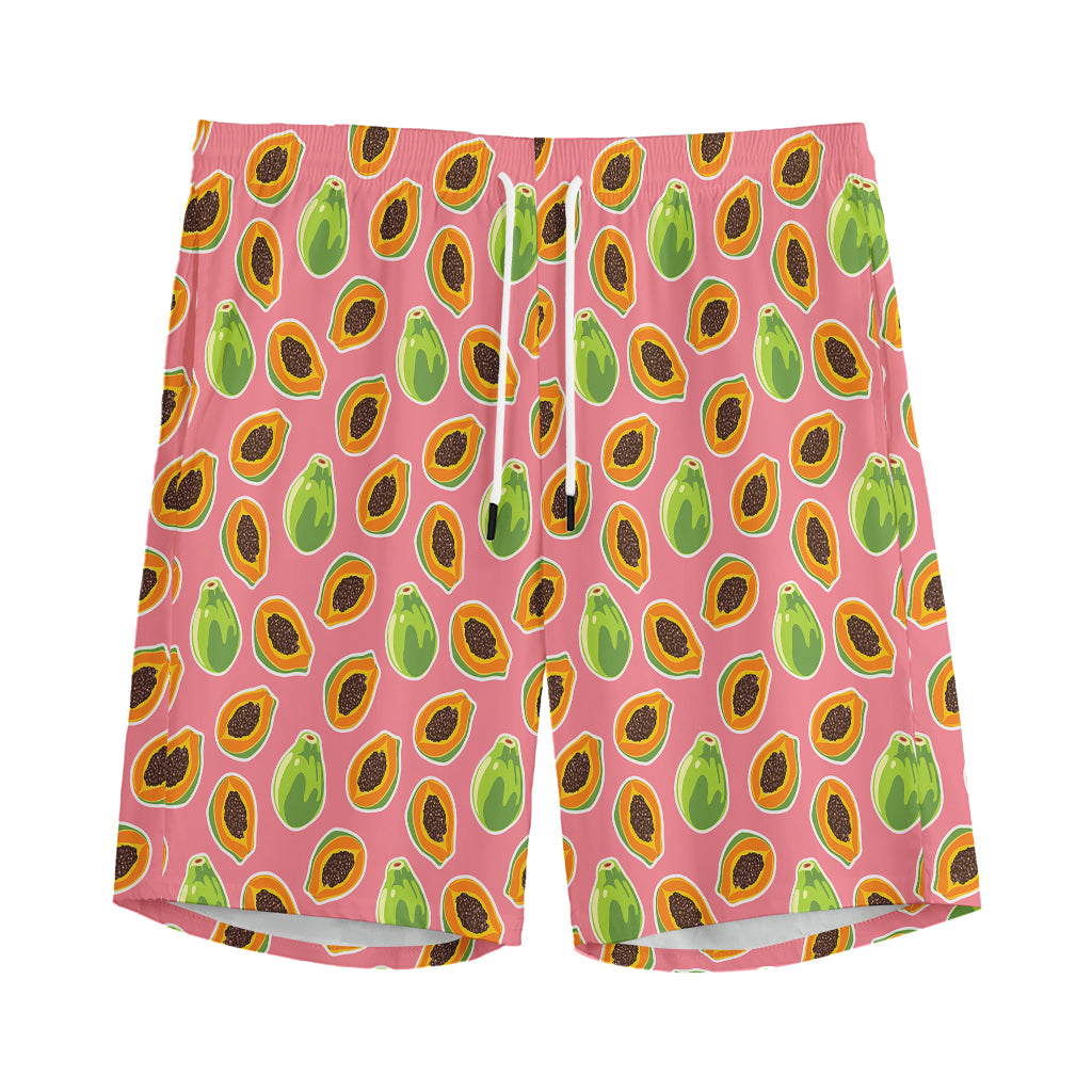 Cute Papaya Pattern Print Men's Sports Shorts