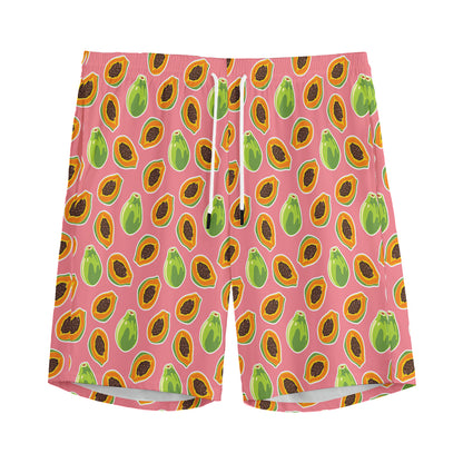 Cute Papaya Pattern Print Men's Sports Shorts