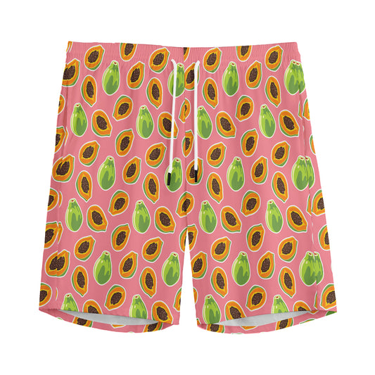 Cute Papaya Pattern Print Men's Sports Shorts