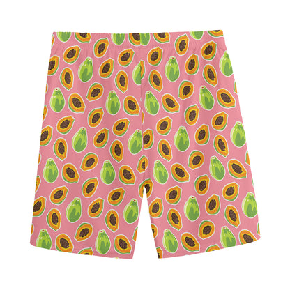 Cute Papaya Pattern Print Men's Sports Shorts