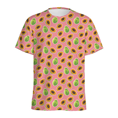 Cute Papaya Pattern Print Men's Sports T-Shirt