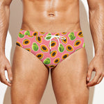 Cute Papaya Pattern Print Men's Swim Briefs