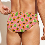 Cute Papaya Pattern Print Men's Swim Briefs