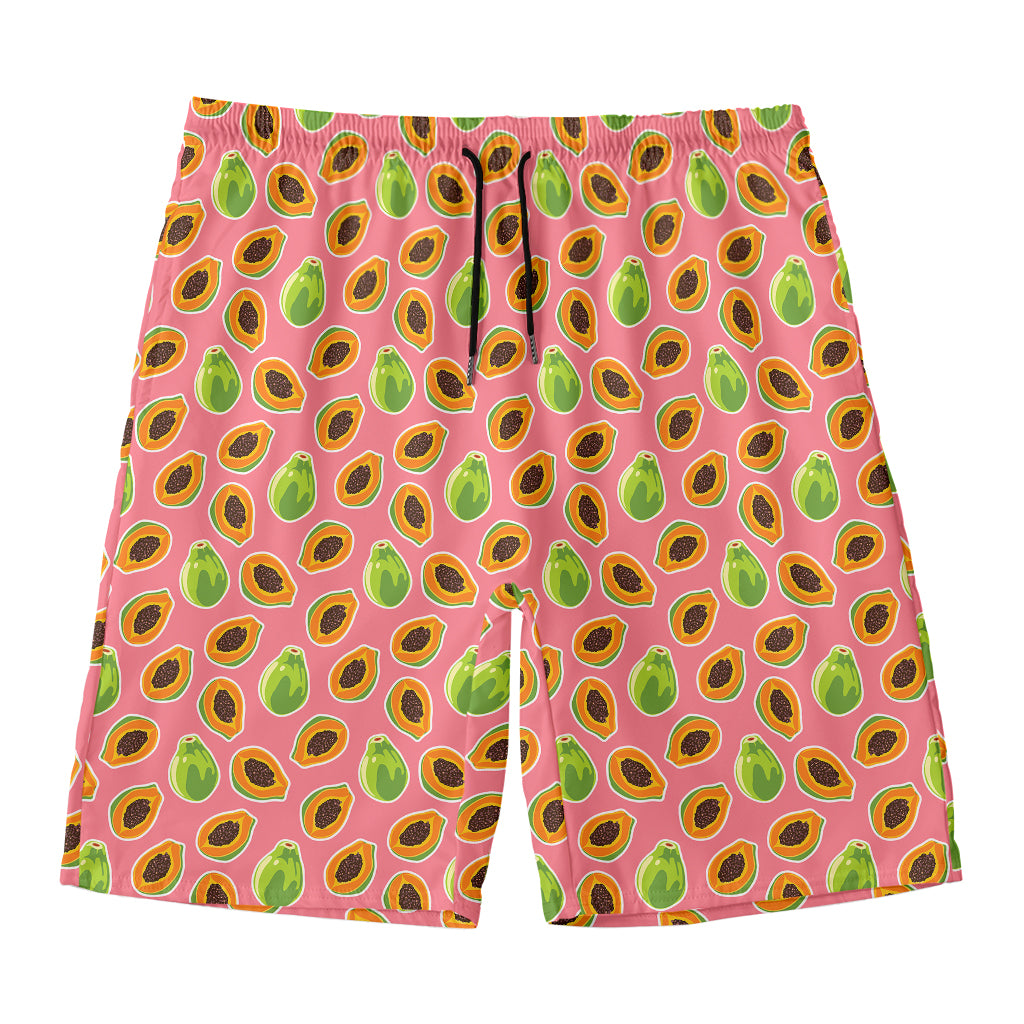 Cute Papaya Pattern Print Men's Swim Trunks