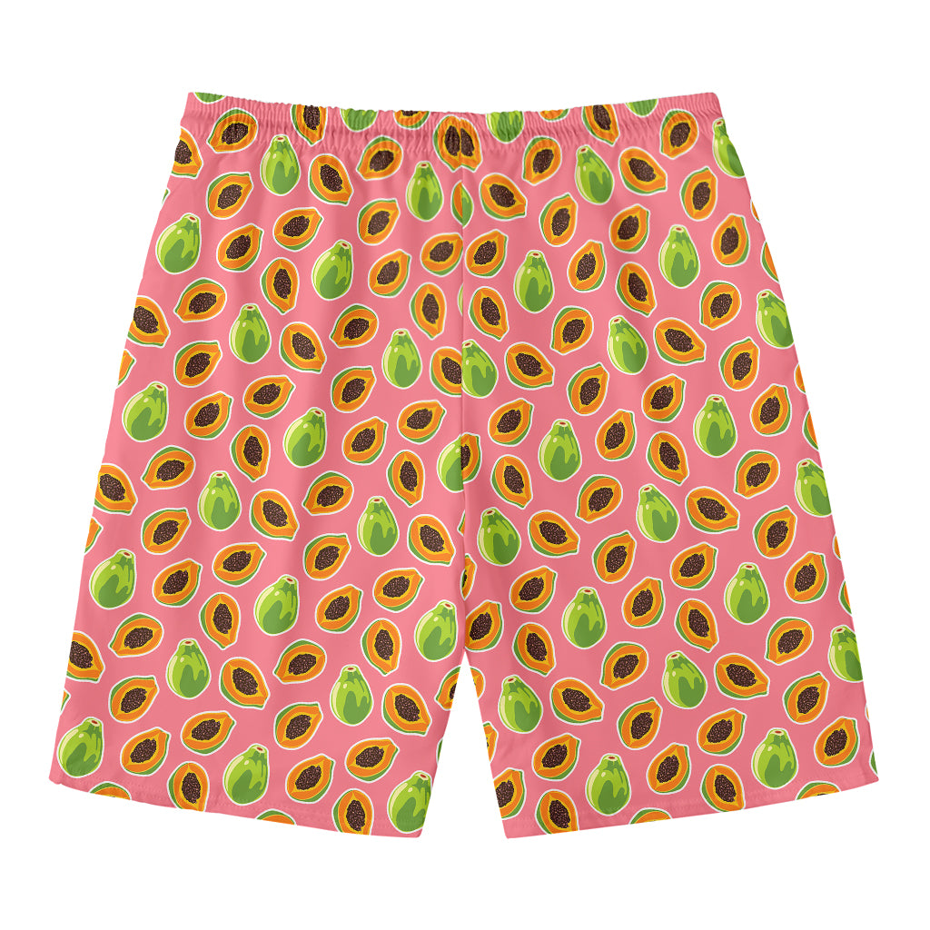 Cute Papaya Pattern Print Men's Swim Trunks