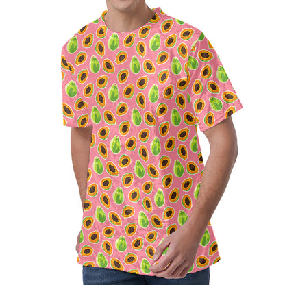 Cute Papaya Pattern Print Men's Velvet T-Shirt