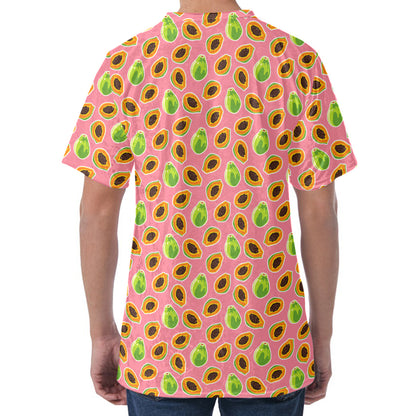Cute Papaya Pattern Print Men's Velvet T-Shirt