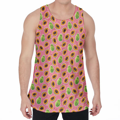 Cute Papaya Pattern Print Men's Velvet Tank Top
