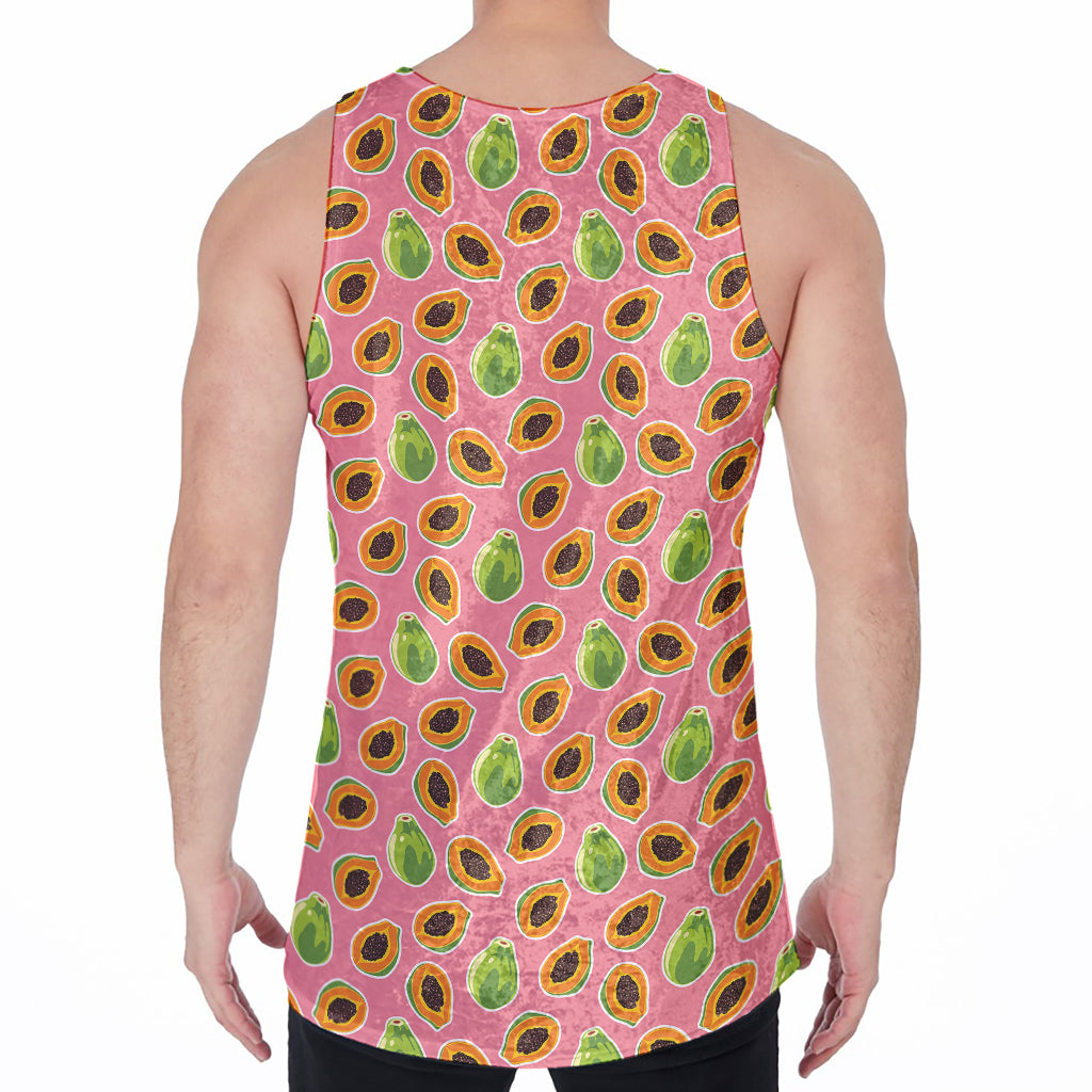Cute Papaya Pattern Print Men's Velvet Tank Top