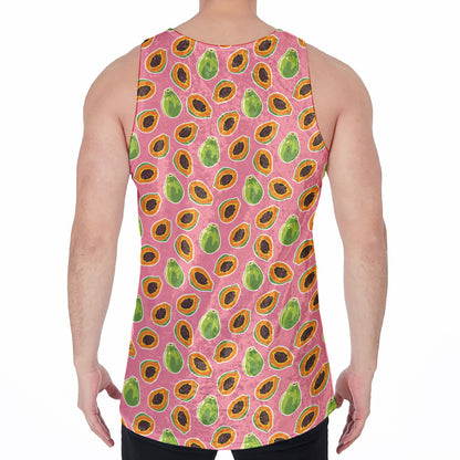 Cute Papaya Pattern Print Men's Velvet Tank Top