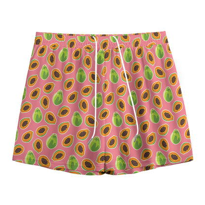 Cute Papaya Pattern Print Mesh Shorts