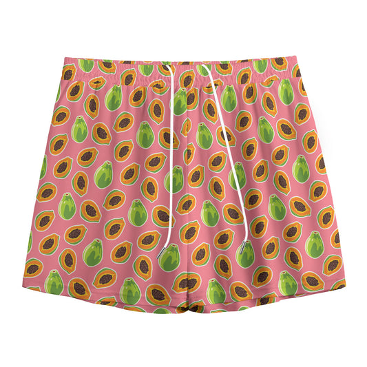 Cute Papaya Pattern Print Mesh Shorts